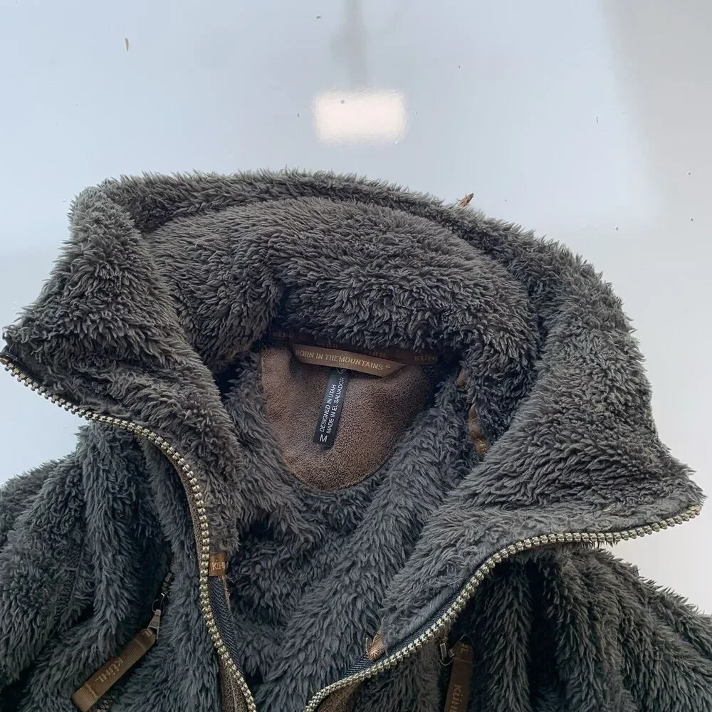 Kuhl Flight Jacket Women's M Brown Full Zip Stowaway Hood Fleece Raglan Sleeve - Picture 10 of 15